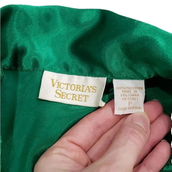 Victoria's Secret Vintage Green Satin Pajama Shirt XS - Picture 4 of 4